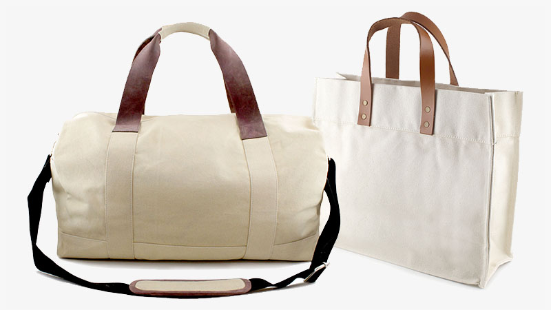 Canvas Bag with Leather Trims Bespoke Canvas Bags