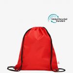 Red Recycled Polyester Drawstring Bag