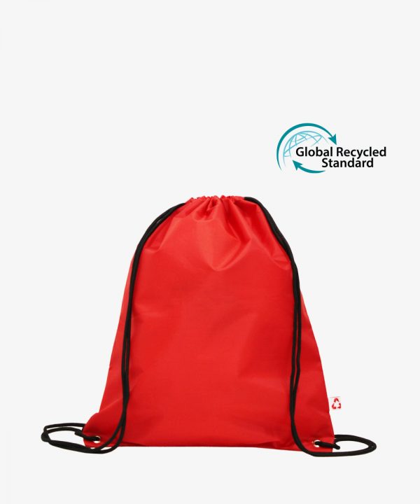 Red Recycled Polyester Drawstring Bag