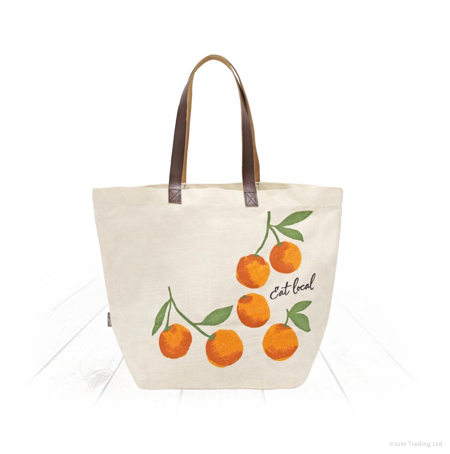 Jute Bag with Leather Handles